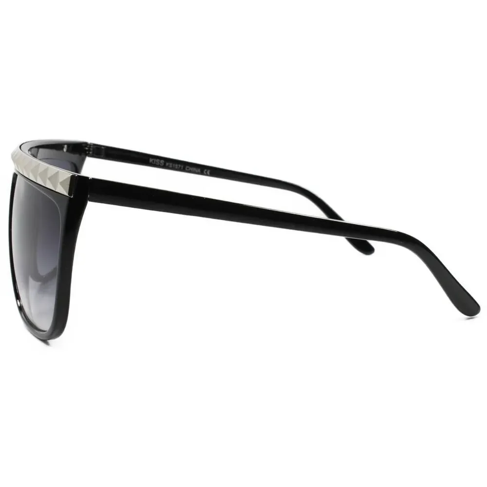Silver Stud Top Rapper Hip Hop Swag Retro 80s Oversized Square Black Sun Glasses